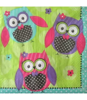 Bright Polka Dot Owl Lunch Napkins (20ct)