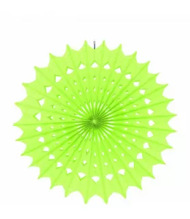 Kiwi Lime Green Damask Printed Paper Fan Decoration (1ct)
