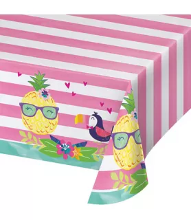 Hawaiian Luau 'Pineapple and Friends' Plastic Table Cover (1ct)
