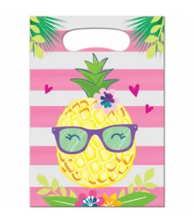 Hawaiian Luau 'Pineapple and Friends' Plastic Favor Bags (8ct)