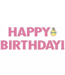 Hawaiian Luau 'Pineapple and Friends' Glitter Ribbon Banner (1ct)