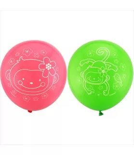 Pink Mod 'Monkey Love' Latex Balloons (6ct)