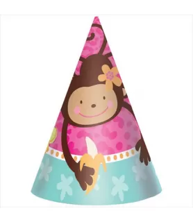 Pink Mod 'Monkey Love' Cone Hats (8ct)