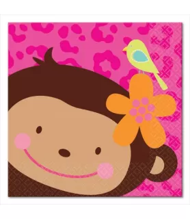 Pink Mod 'Monkey Love' Small Napkins (16ct)