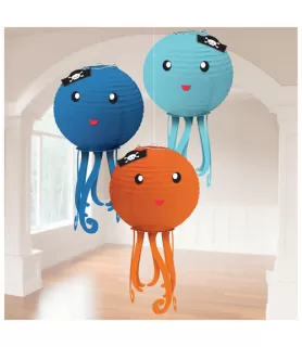 Pirate Party 'Ahoy Birthday' Deluxe Paper Lanterns (3ct)