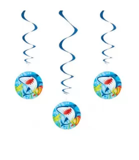 Shark 'Fin Friends' Hanging Swirl Decorations (3ct)