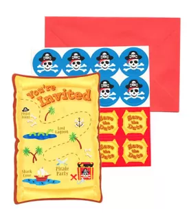 Pirate Party 'Pirates Treasure' Invitation Set w/ Envelopes (8ct)