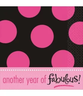 Polka Dot 'Pink and Black' Lunch Napkins (16ct)