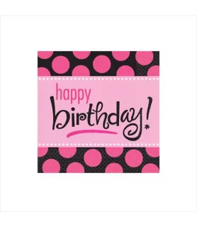 Polka Dot 'Pink and Black' Small Napkins (16ct)