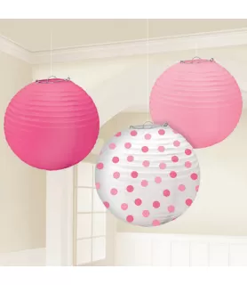 Baby Pink w/ Polka Dots Paper Lanterns (3ct)