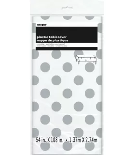 Silver Metallic Polka Dots Plastic Table Cover (1ct)