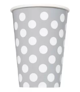 Silver Metallic Polka Dots 12oz Paper Cups (6ct)