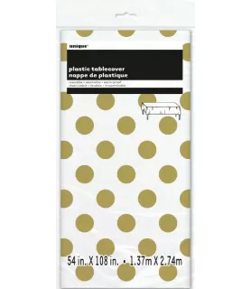 Gold Metallic Polka Dots Plastic Table Cover (1ct)