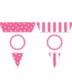 Pink Polka Dots and Stripes Customizable Banner Kit (144pc)