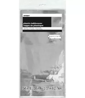 Silver Shiny Metallic Plastic Table Cover (1ct)