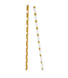 Gold Metallic Polka Dots Paper Straws (10ct)