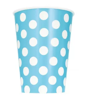 Powder Blue Polka Dots 12oz Paper Cups (6ct)