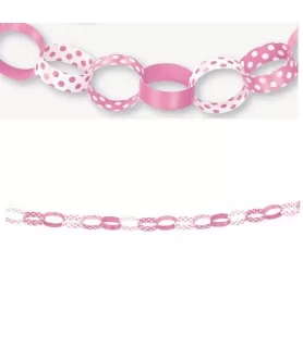 Pink Polka Dots Paper Chain Garland (5ft)