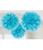 Blue Caribbean Large Fluffy Pom Pom Hanging Decorations (3ct) Blue Caribbean Large Fluffy Pom Pom Hanging Decorations (3ct)