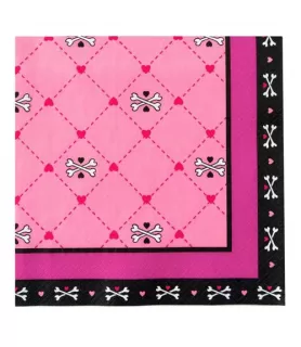 Pink Heart and Cross Bones Lunch Napkins (16ct)