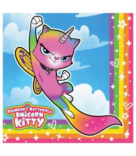 Rainbow Butterfly Unicorn Kitty Lunch Napkins (16ct)