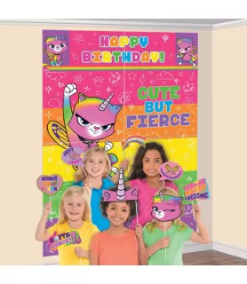 Rainbow Butterfly Unicorn Kitty Wall Poster Decorating Kit w/ Photo Props (16pc)