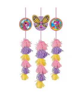 Rainbow Butterfly Unicorn Kitty Deluxe Hanging Tassel Decorations (3ct)