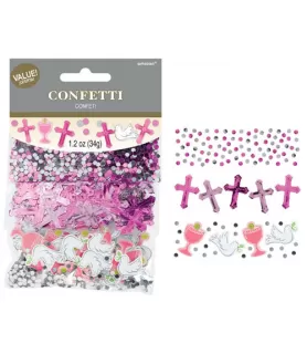 Religious 'First Communion' Pink Confetti Value Pack (3 types)