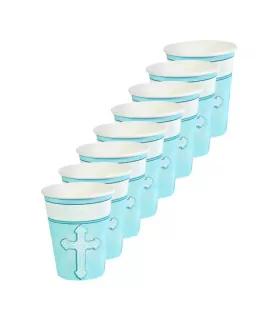 Religious 'Radiant Cross' Blue 9oz Paper Cups (8ct)