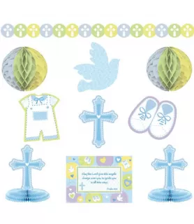 Religious 'Sweet Christening' Blue Room Decorating Kit (10pc)