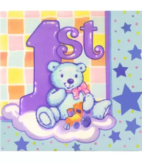 1st Birthday Teddy Bear Trains Lunch Napkins (16ct)