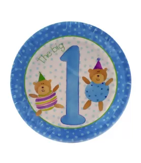 1st Birthday 'The Big One' Teddy Bear Small Paper Plates (8ct)