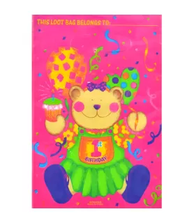 1st Birthday Baby Bear Pink Favor Bags (8ct)