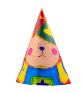 1st Birthday Baby Bear Blue Cone Hats (8ct)
