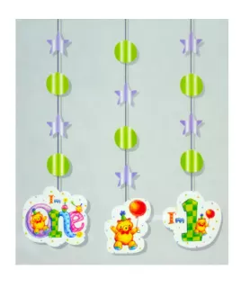 'My 1st Birthday' Teddy Bear Fancy Hanging Cutouts (3pc)