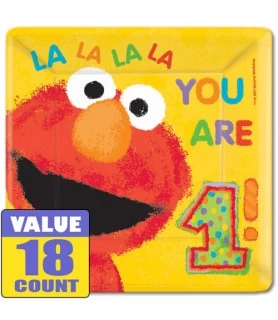 Sesame Street 1st Birthday Large Square Paper Plates (18ct)