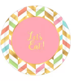 Pastel Confetti 'Let's Eat' Small Paper Plates (8ct)