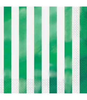 Green Shiny Metallic Stripes Lunch Napkins (16ct)