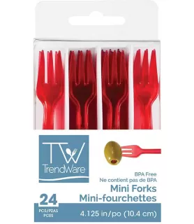 Red Plastic Mini Appetizer Forks (24ct)