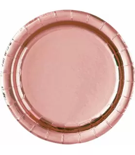 Rose Gold Shiny Metallic Small Paper Plates (8ct)