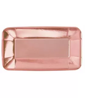 Rose Gold Shiny Metallic Rectangular Appetizer Plates (8ct)
