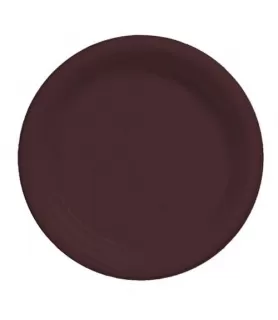 Chocolate Brown Small Plastic Plates (20ct) toc