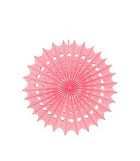 Light Pink Damask Printed Paper Fan Decoration (1ct)