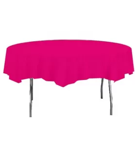 Hot Magenta Round Plastic Table Cover (1ct) toc
