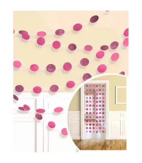 Bright Pink Glitter Dot Garland (6pc)