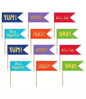 Rainbow and Gold Cupcake Toppers / Picks (24ct)