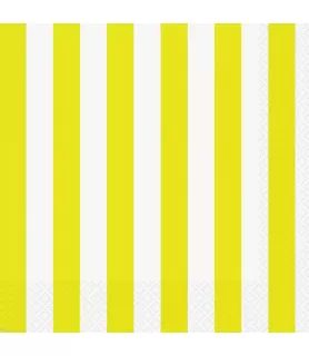 Neon Yellow and White Stripes Lunch Napkins (16ct)