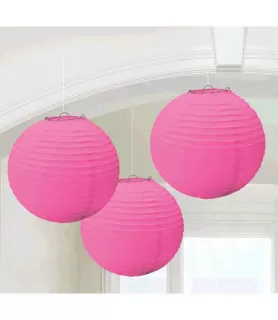Bright Pink Paper Lanterns (3ct)