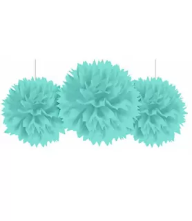 Robin's Egg Blue Large Spiky Fluffy Pom Pom Hanging Decorations (3ct)