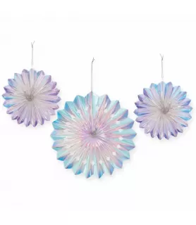 Birthday 'Luminous' Iridescent Foil Hanging Fans (3ct)